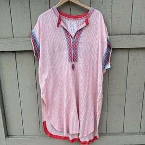 Johnny Was Pink and Blue Embroidered Dress